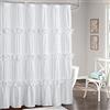 Homechoice Decor Victorian Ruffle Shower Curtain, Ruched Microfiber Vintage Handcrafted Bow Tie Bath Curtain for Master Bathroom, with 12 Buttonholes, 72 W x 72 H, White (LQ-10)