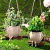 Suclain 2 vasi da fiori con design a forma di volto, 14 x 10 x 8 cm, vaso da fiori in resina con gambe lunghe, decorativo, da appendere, con testa, per interni, piante grasse all'aperto, regalo per