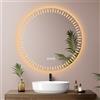EMKE Specchio da bagno rotondo retroilluminato a LED, diametro 70 cm, con antiappannamento+interruttore a sfioramento+3 colori di luce variabili, specchio decorativo rotondo alla moda