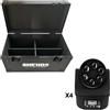 SHEHDS LED BEE EYE 615 BUNDLE 4 TESTE MOBILI EFFETTO LUCE BEAM E WASH RGBW 6 X 15 WATT DMX + CASE