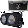 GOLDEN CENTURY GZ2B WARM WHITE BLINDER LED 2 x 100 WATT WARM WHITE DMX - AUTO - MASTER SLAVE - AUTO - SOUND ACTIVE 4 PEZZI + CAS