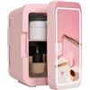 YU YUSING Frigorifero Piccolo da 4L con Specchio LED, Mini Frigo da Camera da Letto Cosmetico con Raffreddamento/Riscaldamento, Frigo Portatile 12 V/220 V, Ufficio, Auto, Campeggio, Rosa