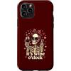 Tipsy Bones Studio Custodia per iPhone 11 Pro Scheletro divertente Wine O'Clock Pretty Red Bow Goth Valentine