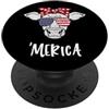 Funny Merica Cow America 4th Of July Ret Merica mucca americana bandiera americana retrò patriottico PopSockets PopGrip Adesivo