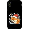 fox winter santa hat sleeping snow winte Custodia per iPhone X/XS Inverno volpe addormentata con cappello