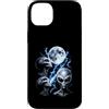 UFO Moon Society Custodia per iPhone 14 Plus Alien UFO Greys Full Moon Storm Space Design monocromatico