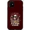 Tipsy Bones Studio Custodia per iPhone 11 Scheletro divertente Wine O'Clock Pretty Red Bow Goth Valentine
