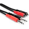 Hosa CPR-203, Stereo Interconnect, Dual 1/4 in TS to Dual RCA, 3 m