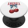 Patriotic Spirit Designs AMERICA - Grafica patriottica con motivo a stelle con ciliegie PopSockets PopGrip Adesivo