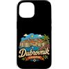 Croatia Souvenir Gift Custodia per iPhone 15 Regalo disegnato a mano del punto di riferimento del souvenir di viaggio di Dubrovnik Croazia