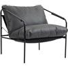 HOMCOM Poltrona da Salotto Imbottita Moderna, Poltroncina Camera da Letto con Cuscini Rimovibile, Braccioli e Telaio in Metallo, Poltrona Relax in Pelle PU per Soggiorno, 74.5x75x77 cm, Grigio Carbone
