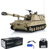 wheelfun 1/16 Tongde RC Carro armato M109A2 Semovente RTR Combattimento Infrarossi Battle Smoke Unit Light Sound (Basic-Edition-Desert Yellow) BB Shooting Airsoft Tank that Shoot
