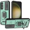 ESTH® Cover per Samsung Galaxy S24 Plus con Custodia per Fotocamera Scorrevole e Supporto ad Anello [Custodia Paraurti Compatibile con Supporto Magnetico per Auto], Verde