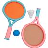 Sunydog Set di Racchette da Badminton per Bambini, Design Leggero e Durevole, Antiscivolo per Bambini 2 Racchette 2 Palline, Set Portatile da 35 Cm/13,8 Pollici (Blu Rosa)