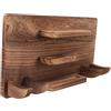 Tofficu Supporto da Parete in Legno Marrone per Ping Pong 4 Livelli, Organizer Compatto per 6 Racchette e 12 Palline, Adatto per Casa e Garage Facile Accesso