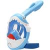 Retoo Maschera da snorkeling per bambini, con visione panoramica a 180°, tecnologia Dry Top, anti-perdite, guarnizione in silicone morbido, cinghie regolabili, design squalo, leggera e sicura