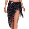 GMBYLBY Sciarpa da donna per danza del ventre, gonna da ballo con paillettes, frange lunghe nappe, M