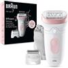 Braun Silk-épil 7 7-030, Epilatore Elettrico Donna Per Una Epilazione Semplice, Bianco/Rosa