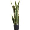 Easycomfort Sanseveria Artificiale Pianta Finta Realistica con Vaso, Ø15cm x 80cm, Verde e Giallo
