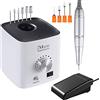JCMASTER EU2031B-MCE4, Set di frese per unghie premium - Frese elettriche con 10 accessori inclusi - Unghie in gel e acriliche - Punte in diamante e Vetroceramica - 30.000 giri/min - Pedale