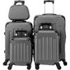 LEADZM Set di Valigie Rigide 5 Pezzi con Beauty Case, Set Valigie con Rinforzi Angolari, Luggage Suitcase Grande 23 kg in ABS (Grigio scuro)