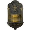 Teamson Home Fleur-de-Lis - Fontana da parete per esterni, 80 cm, con illuminazione a LED integrata e finitura decorativa in oro nero