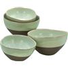 CreaTable, 19669, Serie Basalt Bowls, Salbei, 4-teiliges Geschirrset, Bowl Set aus Steinzeug, 900 + 450 ml