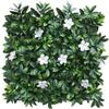 WELL HOME MOBILIARIO & DECORACIÓN Well Home Giardino Verticale Artificiale, Pannello Seto 100x100cm, Per Decorazione Interni ed Esterni - Foglie Verdi e Fiori Bianchi