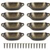 HEEPDD 8 Maniglie a Conchiglia Antiche in Bronzo Verde, Maniglie Semicircolari per Armadietti, Cassetti, Mobili e Cucina con Viti Incluse