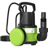 Outsunny Pompa Acqua Sporca/Pulita 400W, 9.000L/h, Pompa Sommersa Acque Sporche 7m Profondità Max, Gestisce Particelle fino a 15mm, Interruttore a Galleggiante, Verde