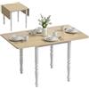 HOMCOM Tavolo da Pranzo Pieghevole per 2-6 Persone, 74-134x80 cm Tavolo Cucina a Ribalta con Gambe Tornite in Acciaio, Scrivania Richiudibile Salvaspazio per Soggiorno Sala da Pranzo, Legno Naturale