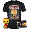 Funko POP! & Tee: Marvel - Holiday Iron Man - Si Illumina Al Buio - Large - (L) - T-Shirt, Maglietta - Vestiti con Figura in Vinile da Collezione - Idea Regalo - Giocattoli e Top a Maniche Corte
