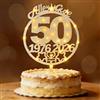 Seutgjie Decorazione per torta per 50° compleanno, donna, uomo, Seutgjie, 50° compleanno, anniversario, matrimonio, matrimonio, in legno, con catena luminosa a LED dal 1976 al 2026