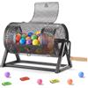 VEVOR Tamburo Girevole per Biglietti della Lotteria 295 x 167 mm, Rullo Metallico per Lotteria con Maniglia Rinforzata e Base, Capacità 2500 Biglietti o 100 Palline, Nero, per Giochi Bingo in Feste