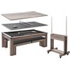 VEVOR Set Combinato Tavolo da Biliardo da 214 cm, con Piano da Pranzo e Ping Pong, 2 Panche per Riporre gli Oggetti e Accessori, Include Porta-Stecche, Spazzola per Gesso, per Sala Ricreativa