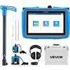 VEVOR Rilevatore di Perdite d'Acqua per Tubi, 1Hz-10000Hz, localizzatore di Perdite Touchscreen per Tubature Sotterranee da 5 m, con Sensore Medio e Grande, 3 Aste di Ascolto, Cuffie e Custodia
