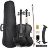 VEVOR Set di Violino da 4/4 355 mm Violino per Adulti in Legno Massello Nero Opaco