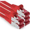1aTTack.de 0,25m CAT6 Cavo di rete LAN RJ45 1000 Mbit, 5 pezzi - rosso | S-FTP, cavo patch Ethernet, cavo LAN, per router, switch, modem, DSL, Internet, Wi-Fi e patch panel