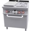 LOTUS Cucina professionale a gas - Tuttapiastra con 2 Fuochi e Forno elettrico porta vetro - cm 80 x 70,5 x 90 h