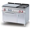 LOTUS Cucina professionale a gas - Tuttapiastra con 2 Fuochi e forno elettrico porta vetro - cm 120 x 70,5 x 90 h