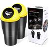 YIOVVOM - Cestino portarifiuti per auto, con coperchio, a prova di perdite, per portabicchieri dell'auto, ufficio, casa, cucina e camera da letto, set da 2 (giallo)