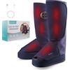 NAIPO Massaggiatore per piedi Aspria, massaggiatore 2 in 1 per polpacci e piedi con compressione ad aria, vibrazione e termoterapia, stivali massaggianti per gambe e piedi indicati in caso di gambe gonfie ed edemi, modello senza fili (blu)