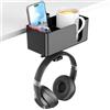 OEM Organizer da scrivania 4 in 1 con supporto per cuffie, supporto per cuffie da scrivania, supporto wireless per cuffie e portabicchieri rimovibile, portapenne per bicchieri e cellulare (nero)