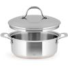 H&H Casseruola Bassa in Acciaio Inox e Rame, 2 Manici, 22cm, Con Coperchio