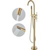 YAGATAP Rubinetto per vasca da bagno indipendente in oro spazzolato, rubinetti ad alto flusso, con miscelatore, doccino manuale, manopola