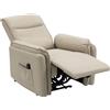 HOMCOM Poltrona Massaggiante Elettrica con Poggiapiedi e Tasca Laterale, Rivestimento in Similpelle, Beige | Aosom Italy