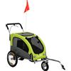 PawHut Rimorchio per Bicicletta Cani 2 in 1, Carrello Cani di Taglia Media Pieghevole con Sospensione, Pneumatici, Grandi Finestre, Verde | Aosom Italy