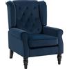 HOMCOM Poltrona da Salotto Capitoné con Seduta Ampia e Piedi in Legno, Stile Classico, Grande Comfort, 74x86x102 cm, Blu Scuro | Aosom Italy