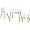 AIYAPLAY Tavolo per Bambini con Sedie e Contenitore, Set di Mobili per Bambini in 3 Pezzi per Stanza Giochi e Cameretta, Bianco e Naturale | Aosom Italy
