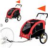 PawHut Rimorchio Bici e Passeggino Pieghevole per Cani Media, 2 in 1 in Acciaio e Tessuto Oxford 600D, Rosso | Aosom Italy